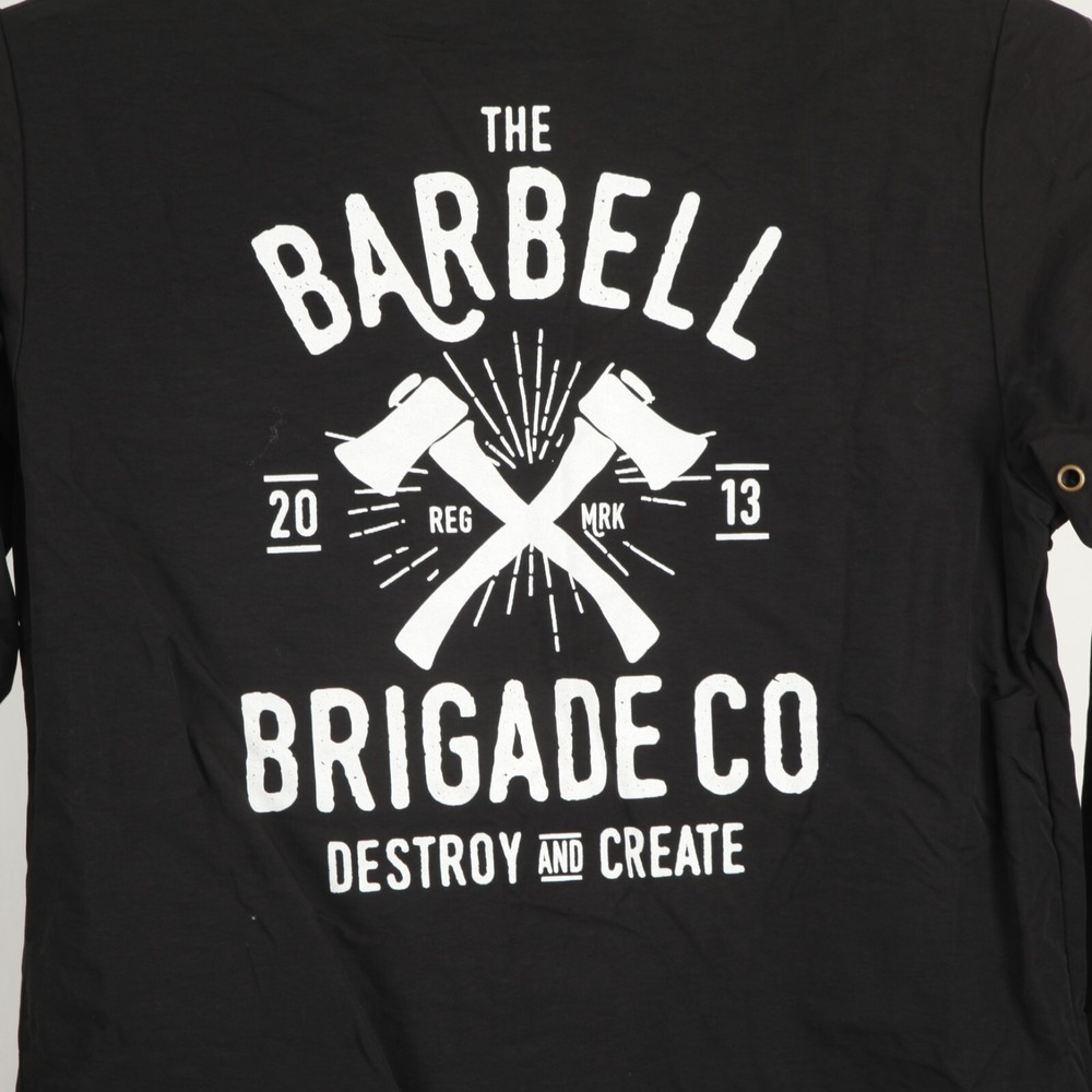 Barbell Brigade Coaches Jacket Men Small Black Destroy and Create Graphic Nylon*